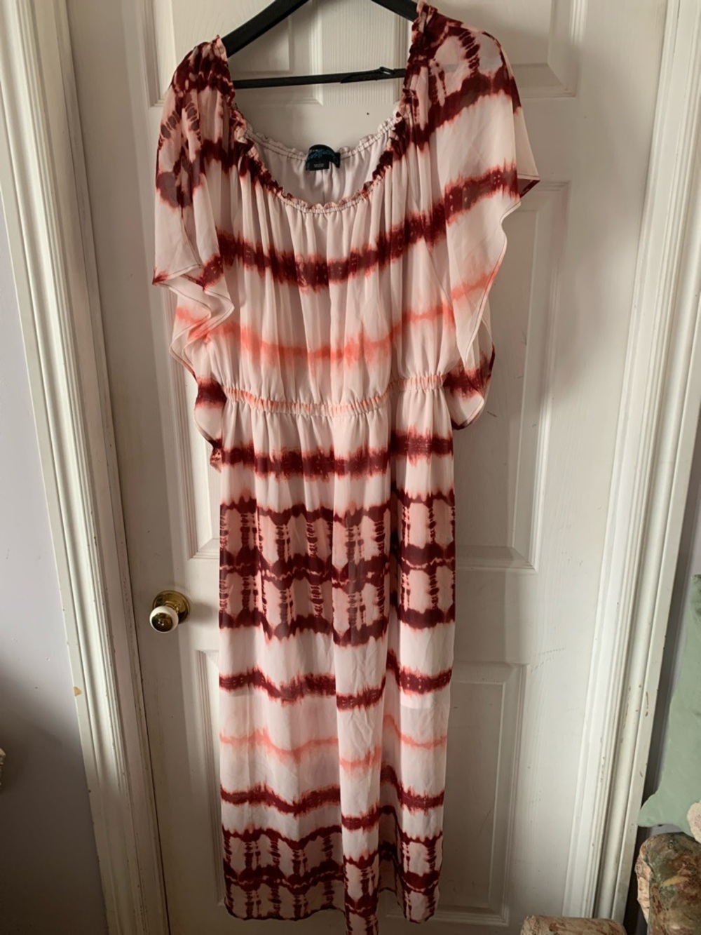 mblm Blush and Burgundy Tie-Dye Maxi Dress